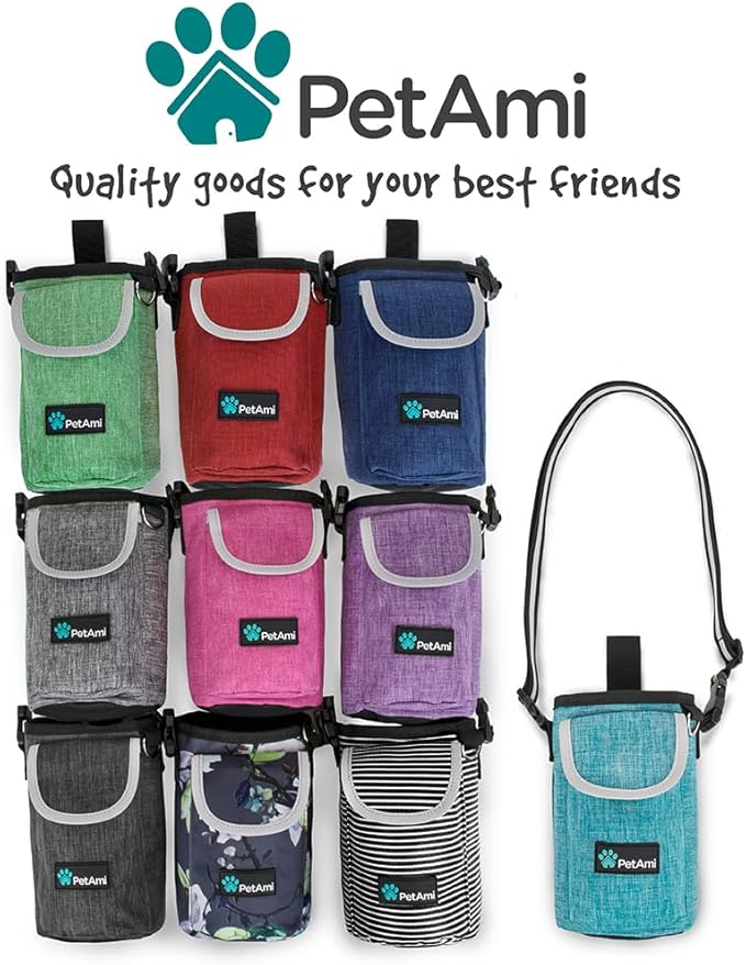 PetAmi Dog Treat Pouch, Large Pet Training Treat Pouch with Pocket, Dog Trainer Essentials Supply Holder with Poop Bag Dispenser, Training Bag for Kibbles Toys, 3 Ways to Wear (Green)