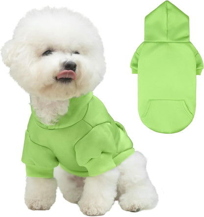 KOOLTAIL Basic Dog Hoodie - Soft & Warm Dog Hoodie Sweater with Leash Hole and Pocket, Dog Winter Coat, Cold Weather Clothes Sweatshirt for Small Medium Large Dogs Puppy Cat Boys Girls Green S