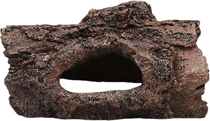 Aquarium Fish Tank Decorations,Resin Hollow Tree Trunk Ornament Bettas Fish Decor Aquarium Hideout for Shrimp Reptile and Turtle(Color:Brown)