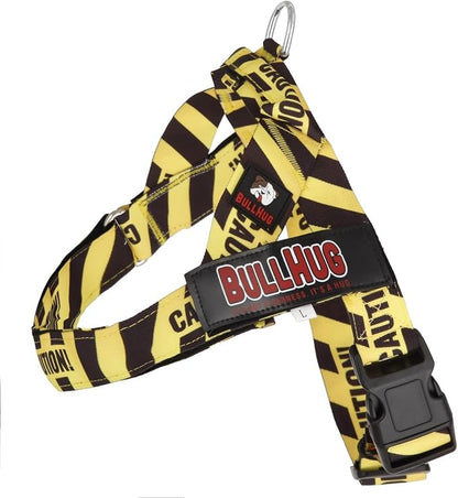 Adjustable Dog Harness– No Pull, No Choke – for English Bulldogs, French Bulldogs, Pugs & Broad-Chested Breeds – Easy, Safe Walks (Caution, XL)