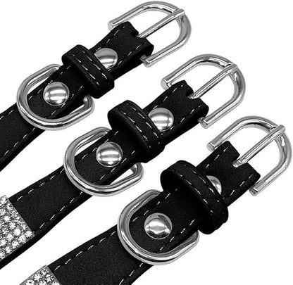 Serijoars Small Dog Collar with Rhinestone Crystal Diamond Colorful Bling Girl Puppy Cat Collars (M, Purple5)