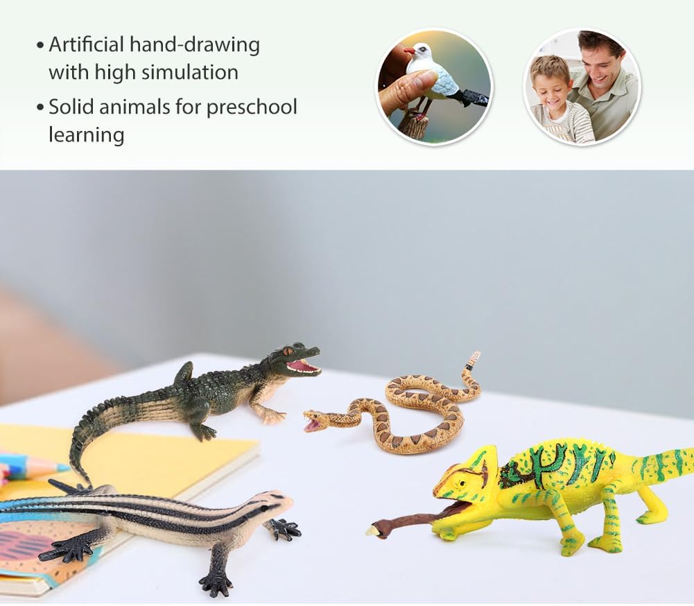 Volnau Animal Figurines Snake Toys 11PCS Reptile Figures Cold Blooded Amphibians Lizard Zoo Pack for Toddlers Kids Christmas Decoration Gift