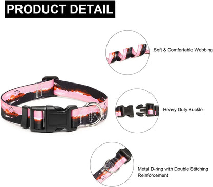 Mercano Adjustable Dog Collar - Special Design Patterns, Soft Nylon Comfortable Durable Pet Collar for Small Medium Large Dogs (XS, Sunset)