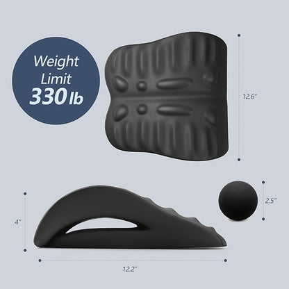 RESTCLOUD Back Stretcher for Back Pain Relief, Back Stretching Cushion, Chronic Lumbar Support Pillow Helps with Spinal Stenosis, Herniated Disc and Sciatica Nerve Pain Relief Lumbar Stretcher