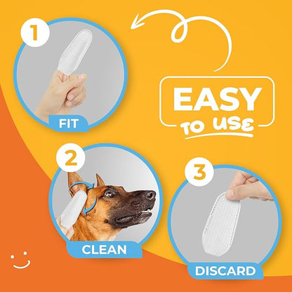 Dog Ear Cleaner Wipes – Finger Wipes for Dogs & Cats – Cleaning, Soothing, & Deodorizing Itchy Ears – Pet Ear Relief Solution (Coconut)