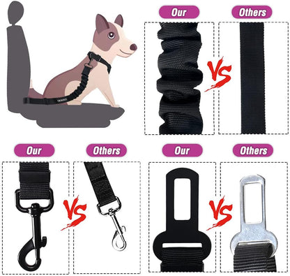 COOYOO Dog Seat Belt,3 Piece Set Retractable Dog Car Adjustable Seatbelts for Vehicle Nylon Pet Safety Heavy Duty & Elastic & Durable Car Harness for Dogs