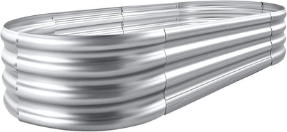 Land Guard Galvanized Raised Garden Bed Kit, 6×3×1ft Raised Garden Boxes Outdoor, Oval Metal Raised Garden Beds for Vegetables...