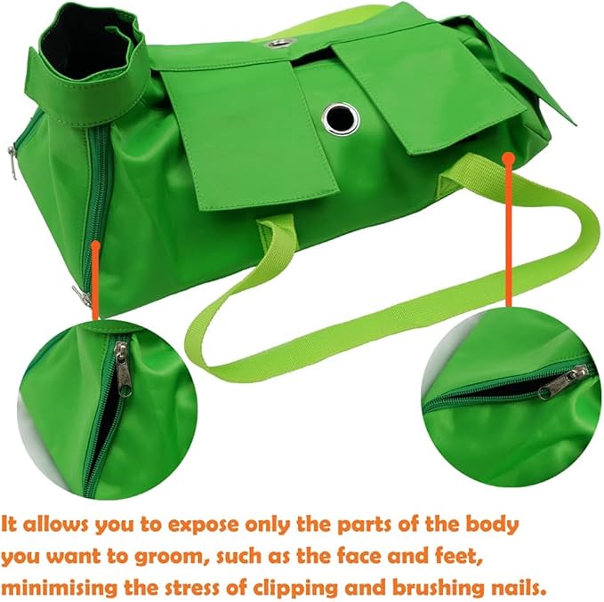 Kukaster Pet Cat’s Restraint Bag for Claw Care Nail Trimming Anti-Scratching Grooming Bag for Cats Medical Examination(Green-s)