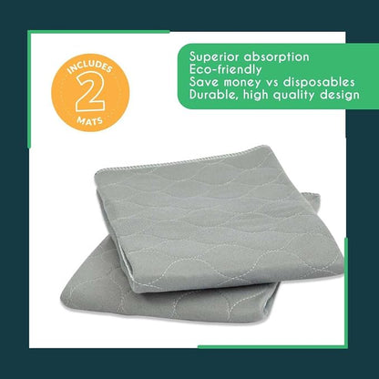 rocket & rex Grey Washable Reusable Pee Pads, Leak-Proof (22x22, 2pk) | For potty training, whelping & crate lining. OEKO-TEX, chemical-free.