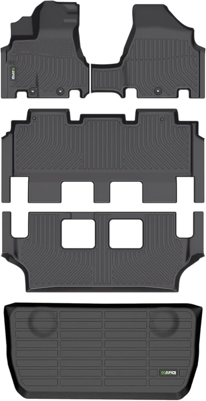 HAFIDI® Floor Mats & Cargo Liner Set Fit for Honda Odyssey 2011-2017（Fit 7 & 8 Seater ） All Weather Protection TPE Anti-Slip Automotive Full Set Floor Liners Custom Accessories - Black