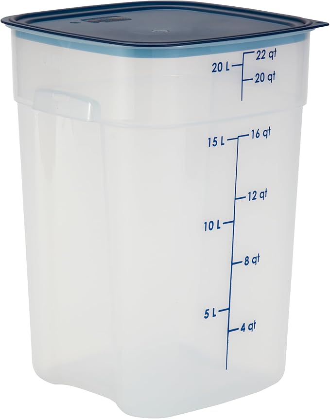 Cambro FreshPro 22 Quart (QT) Food Storage Container with Lid (Restaurant Grade) - for Food Prep, Commercial Kitchen, Pet and Dog Food Container (Translucent)