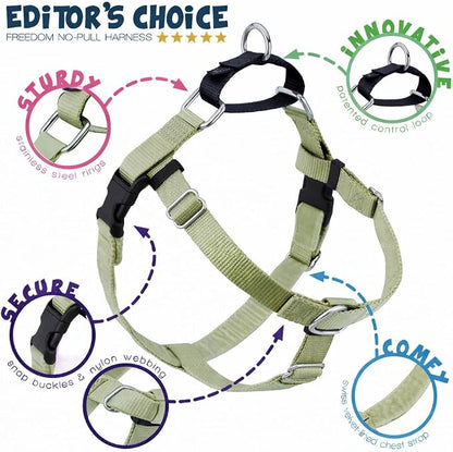 2 Hounds Design Freedom No Pull Dog Harness, Adjustable Harness and Leash Set, Easy Walking & Comfortable Control, Fits Small, Medium & Large Dogs, Solid Colors, Made in USA, 1" MD, Tan