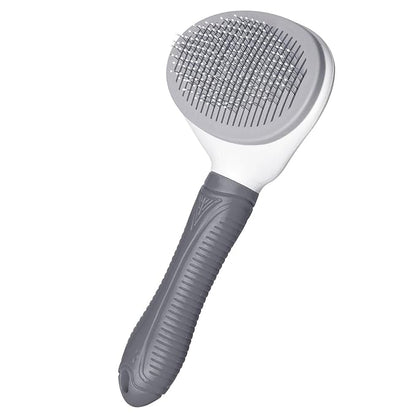 Self Cleaning Slicker Brush for Pet Grooming - Removes Loose Undercoat and Sheds, Suitable for Long and Short Hair Cats and Dogs, with Massaging Bristles (Grey)