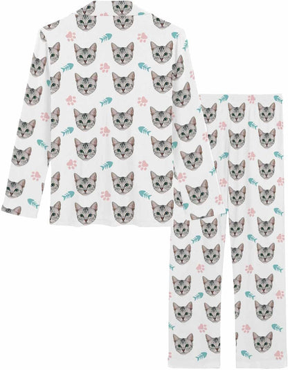 MyPupSocks Custom Face Pajamas for Women Set, Personalized Photo Long Sleepwear XS-XXL