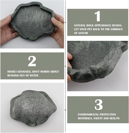 AYNEFY Reptile Food Water Rock Bowls,Resin Reptile Feeder Lizard Feeding Dish Amphibian Feeder Bowl Terrarium Decor for Bearded Dragons Leopard Gecko Frog Snake(Emerald