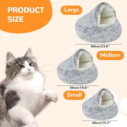 Lapcatz Nest Bed, 2026 Upgraded Cat Beds for Indoor Cats, Portable Fluffy Pet Bed, Durable Covered Cat Bed for Indoor Use, Soft Puppy Bed for Pet Owners (Coffee, Medium)