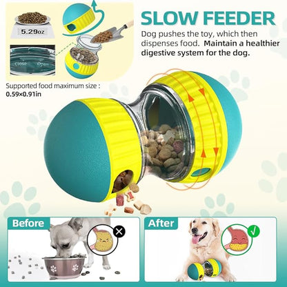 Dog Puzzle Toys, Rolling Treat Dispensing Ball, Brain Stimulation & Slow Feeder, Dog Enrichment Toys to Keep Them Busy (Green)