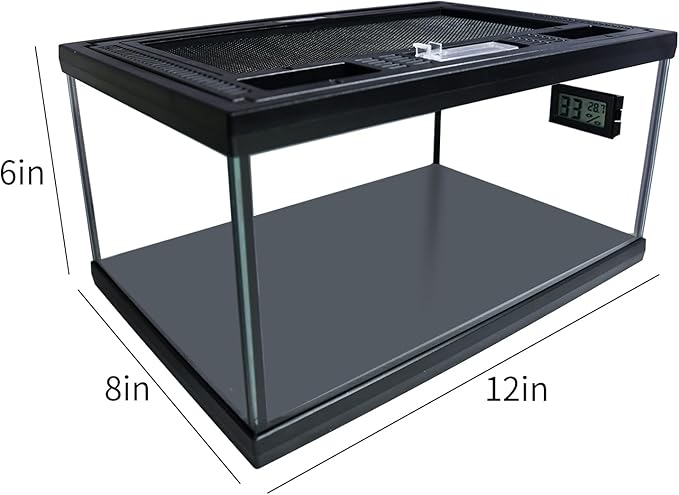 Reptile Glass Terrarium Tank 12"*8"*6",Small Cage Full View with Top Screen Ventilation Habitat Enclosure for Tarantula,Frog,Gecko,Insects,Spiders,Snakes,Hermit Crab,Turtle,Ball Python