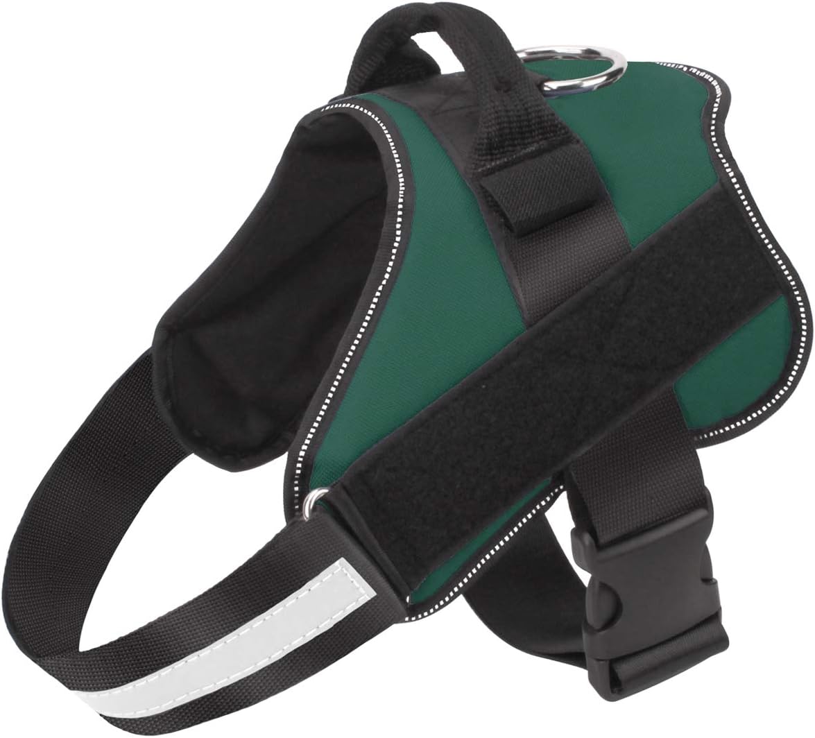 Bolux Dog Harness, No-Pull Reflective Dog Vest, Breathable Adjustable Pet Harness with Handle for Outdoor Walking - No More Pulling, Tugging or Choking (Dark Green, S)