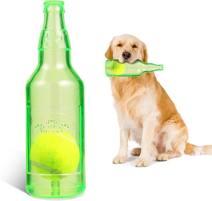 Indestructible Dog Toys for Aggressive Chewers, Contains Tennis Ball, Durable Squeaky Toys (Green, S)
