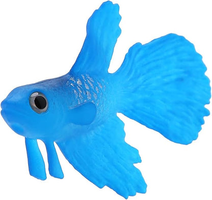 Fake Fish, Silicone Betta Fish Toys, Artificial Fish for Fish Bowl, Aquariums, Swimming Pools and Other Decoration (No. 3 Blue Betta)