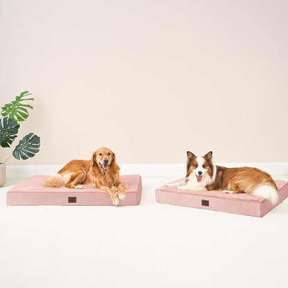 EHEYCIGA Orthopedic Dog Bed Large with Removable Washable Cover, 36IN Pink | Egg Crate Foam Support, Durable Oxford fabric, Non-Slip Bottom, Machine Washable, Soft Waterproof Plush Pet Bed Mat For Crate