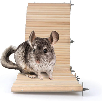 YKD Chinchilla Natural Birch Wood Flexible Platform Toy, Chinchilla Running Wheel Fence, Small Animal Climbing Toys for Guinea Pig Rabbit Hamsters Gerbils Rat and Other Small Animals
