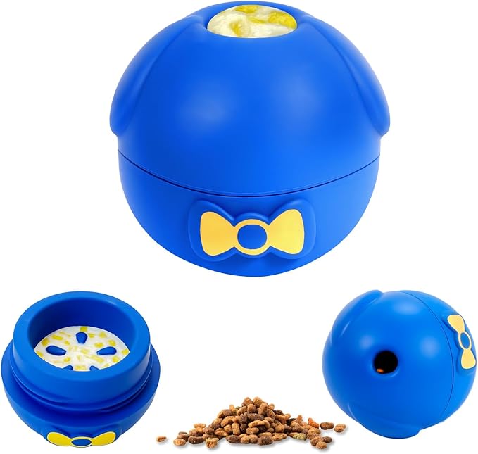 Yipetor Interactive Treat Dispensing Dog Toy, Large 3IN1 Frozen Dog Enrichment Toy, Tough Rubber Chew Ball Dog Puzzle Toys for Large Medium Breeds - Keep Them Busy/Anxiety Relief/Feeding Slow
