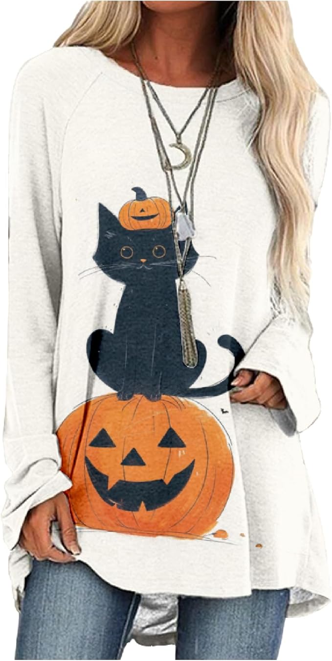 MARSVOVO Women Novelty Graphic Plus Size Sweater Crewneck Long Sleeve Cute Printed Loose Fit Casual Fall Sweaters Top