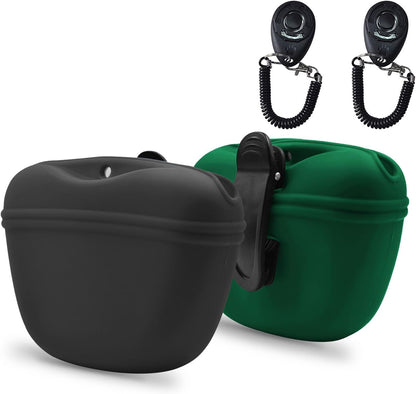 AUDWUD Silicone Dog Treat Pouch,Clip on Portable Training Container,Convenient Magnetic Buckle Closing and Waist Clip,No BPA