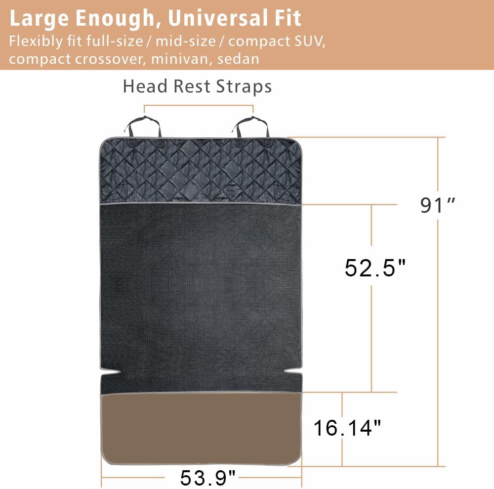 F-color SUV Cargo Liner for Dogs, Water Resistant Pet Cargo Cover Dog Seat Cover Mat for SUVs Sedans Vans with Bumper Flap Protector, Non-Slip, Large Size Universal Fit, Brown