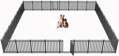 Dog Fence Outdoor Indoor, 32" Inch Height 32 Panels Dog Playpen for Large/Medium/Small Dogs Metal Dog Pen for Yard Camping and RV | Black-Silver