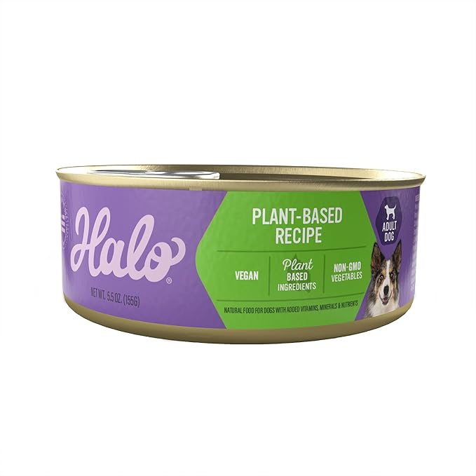 Halo Holistic Vegan Wet Dog Food, Plant-Based Recipe, Canned Dog Food, Complete Digestive Health, Adult Dogs, 5.5 Oz Can (Pack of 12)