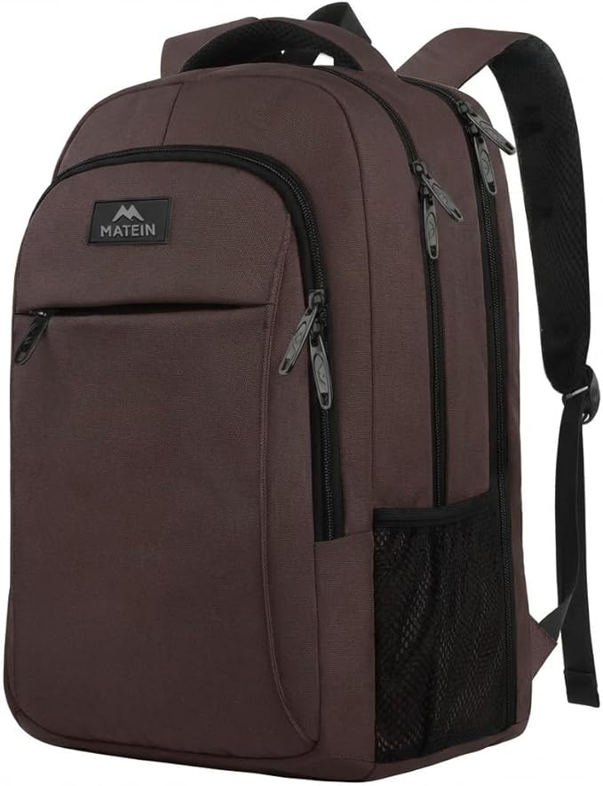 MATEIN Laptop Backpack, Extra Large TSA Friendly 17.3 Inch Travel Computer Backpack, Anti Theft Carry On Flight Approved Business Work College Backpack Bag for Men Women, Brown