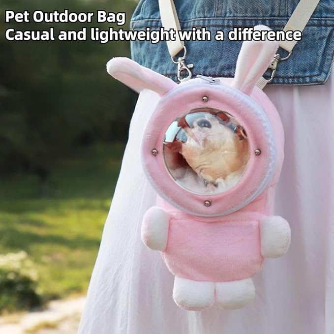 Sugar Glider Bonding Pouch Bonding Pouch Carry for Rat Syrian Hamster Hedgehog Small Pocket Pets, Gerbil Travel Bag Cute Bunny-Shaped Outing Bag with Large Transparent Window (Grey,Small)