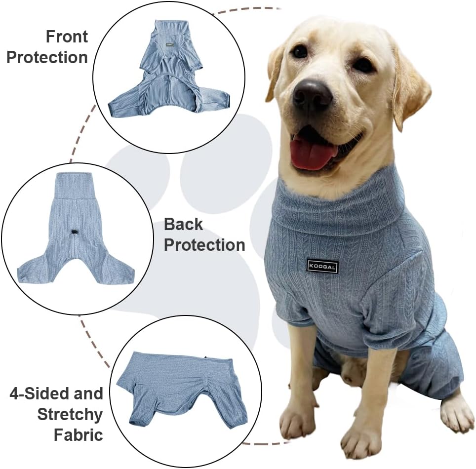 Dog Pyjamas Sweater Clothing and Loungewear Suitable for Small to Medium Breeds of Dogs, Dog Neutering Suits, Extra-Large Stretch Fabric, Four-Legged Dogs Clothes Pyjamas (Sweater Blue, L)