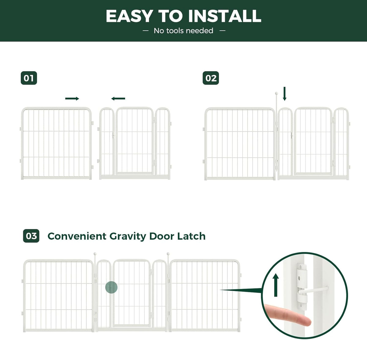FXW Rollick Unleashed Dog Playpen for Indoor, Yard, RV Camping, 24 inch 16 Panels for Small and Puppy Dogs, White│Patented