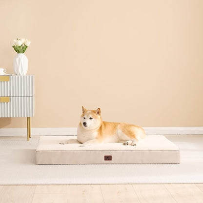 EHEYCIGA Orthopedic Dog Bed with Removable Washable Cover, Camel, 30IN | Egg Crate Foam Support, Durable Oxford fabric, Non-Slip Bottom, Machine Washable, Soft Waterproof Plush Pet Bed Mat For Crate