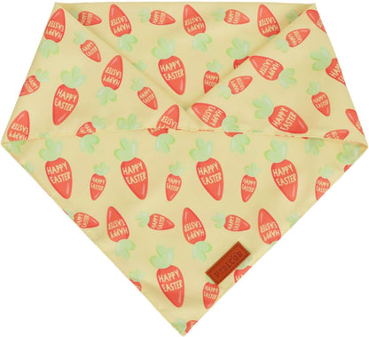 PTDECOR Easter Dog Bandana, Green and Yellow Rabbit Carrot Reversible Holiday Dog Scarf, Multi Size, Triangle Pet Easter Bandanas for Large and Extra Large Dogs Pets (X-Large)