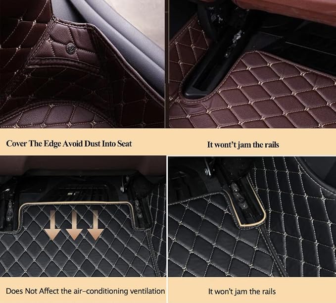 3D Custom Fit Car Floor Mats Leather, All-Weather Heavy Duty Interior Liners with Custom Text Patch, Anti-Slip Durable Automotive Accessories for SUV Sedan Truck(Yellow+Black)