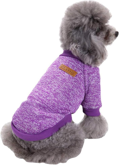 Jecikelon Dog Clothes Dogs Sweater Soft Puppies Clothing Winter Puppy Sweaters Warm Outfit for Dogs Small XXS XS Cat Apparel (Large, Purple)
