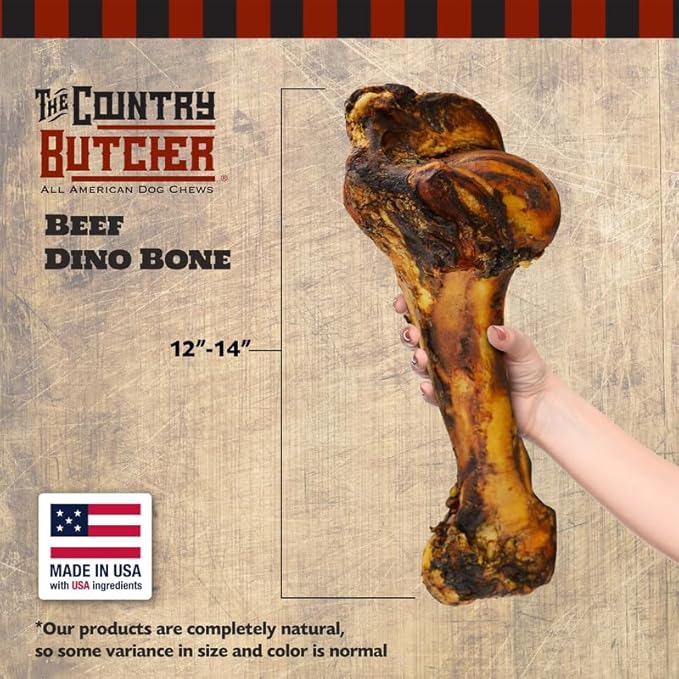 Giant Dog Bone for Aggressive Chewers, Large and Medium Breed Dog Treat, Natural, Tough, Chew Toy, Made in The USA, 1 Count