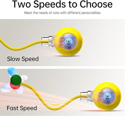Interactive Cat Toys for Indoor Cats - Kitten Toy with Speedy Tail 2.0, Automatic Cat Toys for Bored Indoor Adult Cats, Motion-Activated, 2025 New Upgraded, USB Rechargeable (Yellow)