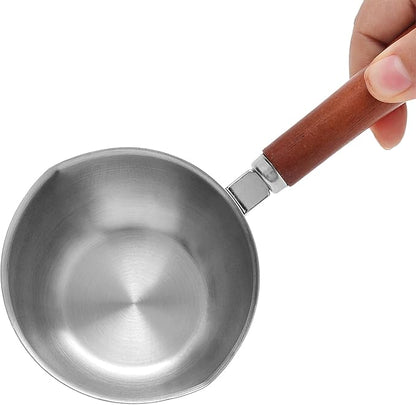 Kichwit Dog Food Scoop Pet Food Scoop 304 Stainless Steel Measuring Cup with Wood Handle, 1 Cup and 1/2 Cup, Pack of 2