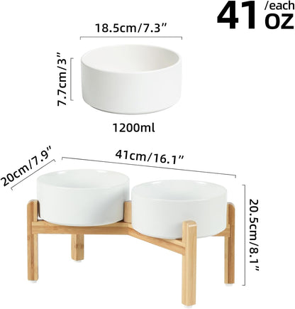 Ceramic Raised Double Bowls Set with Stand. A calm, considered pick for modern pet homes.