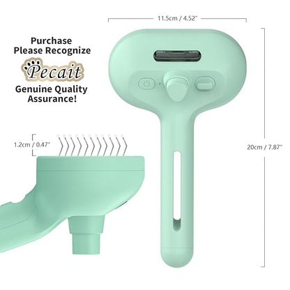 Cat Steam Brush for Shedding, 3 In 1 Steam Pet Brush Self Cleaning, Dog Brush for Long and Short Hair Dogs and Cats, Pet Grooming Comb Remove Tangled Loose Hair, Type-C Fast Charging (Green)