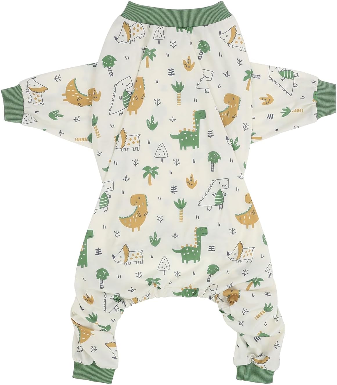 HDE Dog Pajamas One Piece Jammies Jumpsuit Pet Clothes Outfit Stretchy Lightweight Comfy Shirt Pjs for M-3XL Dogs Forest Dinos - 2XL