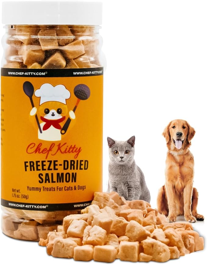 Freeze-Dried Salmon Treats for Cats & Dogs – 100% Wild Caught, Single Ingredient, High-Protein, Healthy Snack – No Additives or Preservatives – 1.4oz - Inspected & Tested in USA