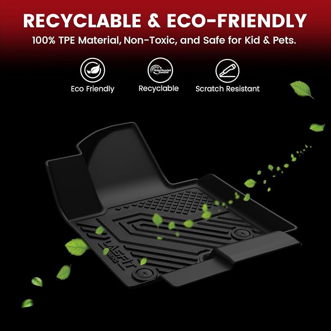 LASFIT Floor Mats & Cargo Liner with Backrest Mat for GMC Acadia 2017-2023 (Only Fit 6 Seats), All Weather TPE Custom Fit Floor Mats for Cars, 3 Rows Floor Liners Car Mats Full Set, Black