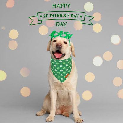 PTDECOR St.Patrick's Day Dog Bandana,Green Shamrock Reversible Holiday Dog Scarf, Multi Size, Triangle Irish Bandanas for Large and Extra Large Pets (X-Large)